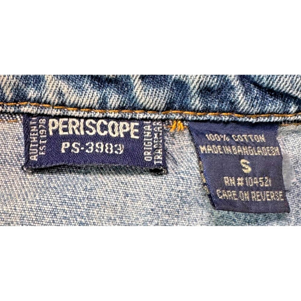 Periscope‎ Jean Jacket Women Size Small Blue Denim Fitted Waist - Picture 11 of 16